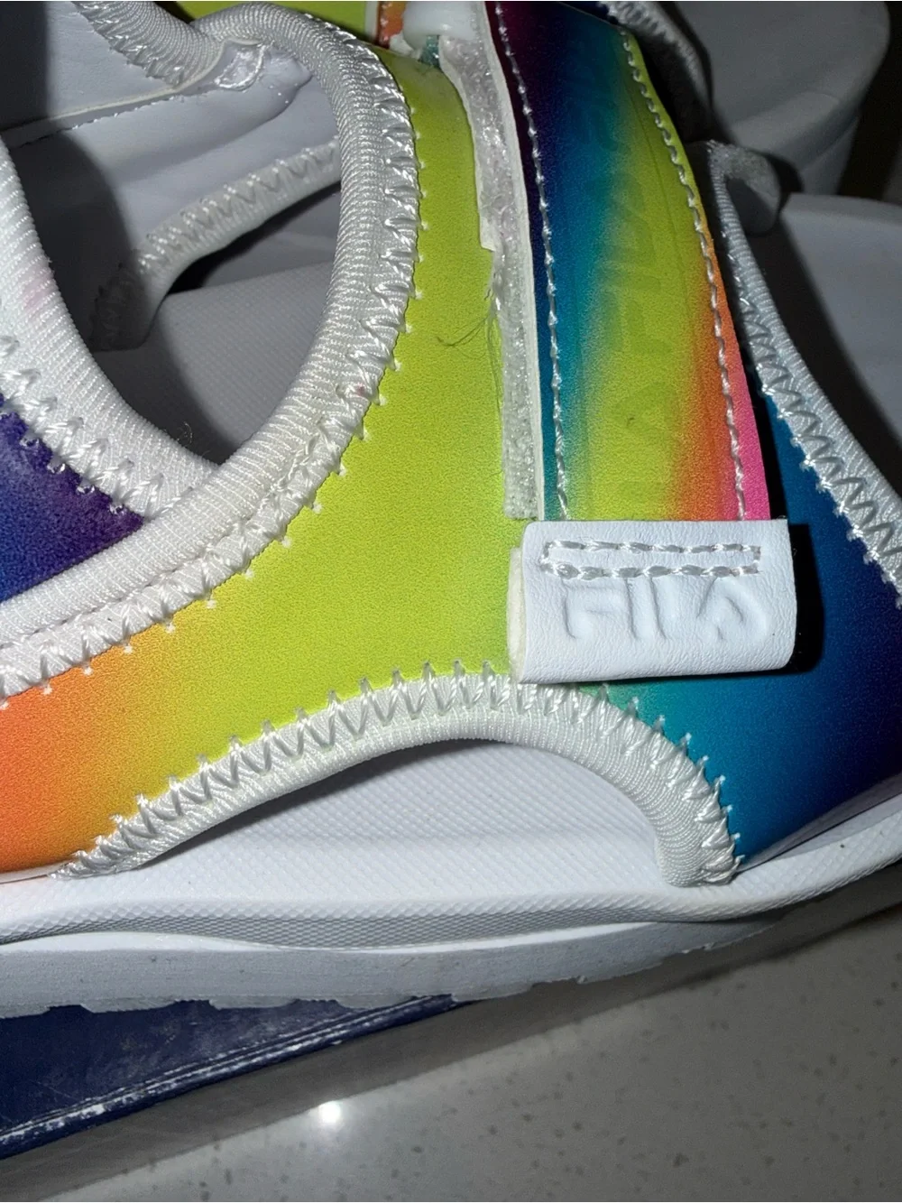 Fila Kids Rainbow Strappy Platform Sandals - White & Multicolor